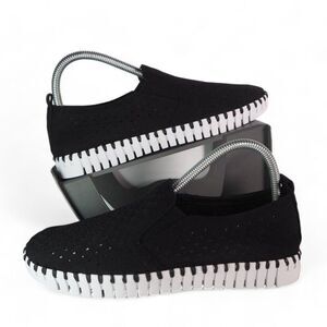 Ilse Jacobsen Tulip 139 Perforated Slip-On Sneaker Black Nubuck Women's 8/38